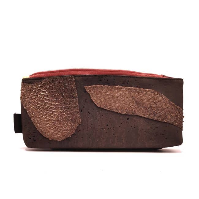 plumier en tissu de Liège et cuir de poisson