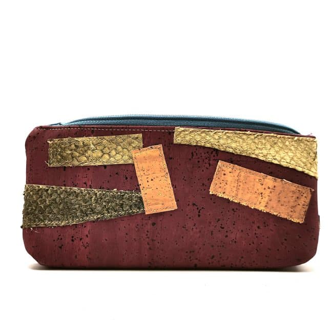 plumier en tissu de Liège et cuir de poisson